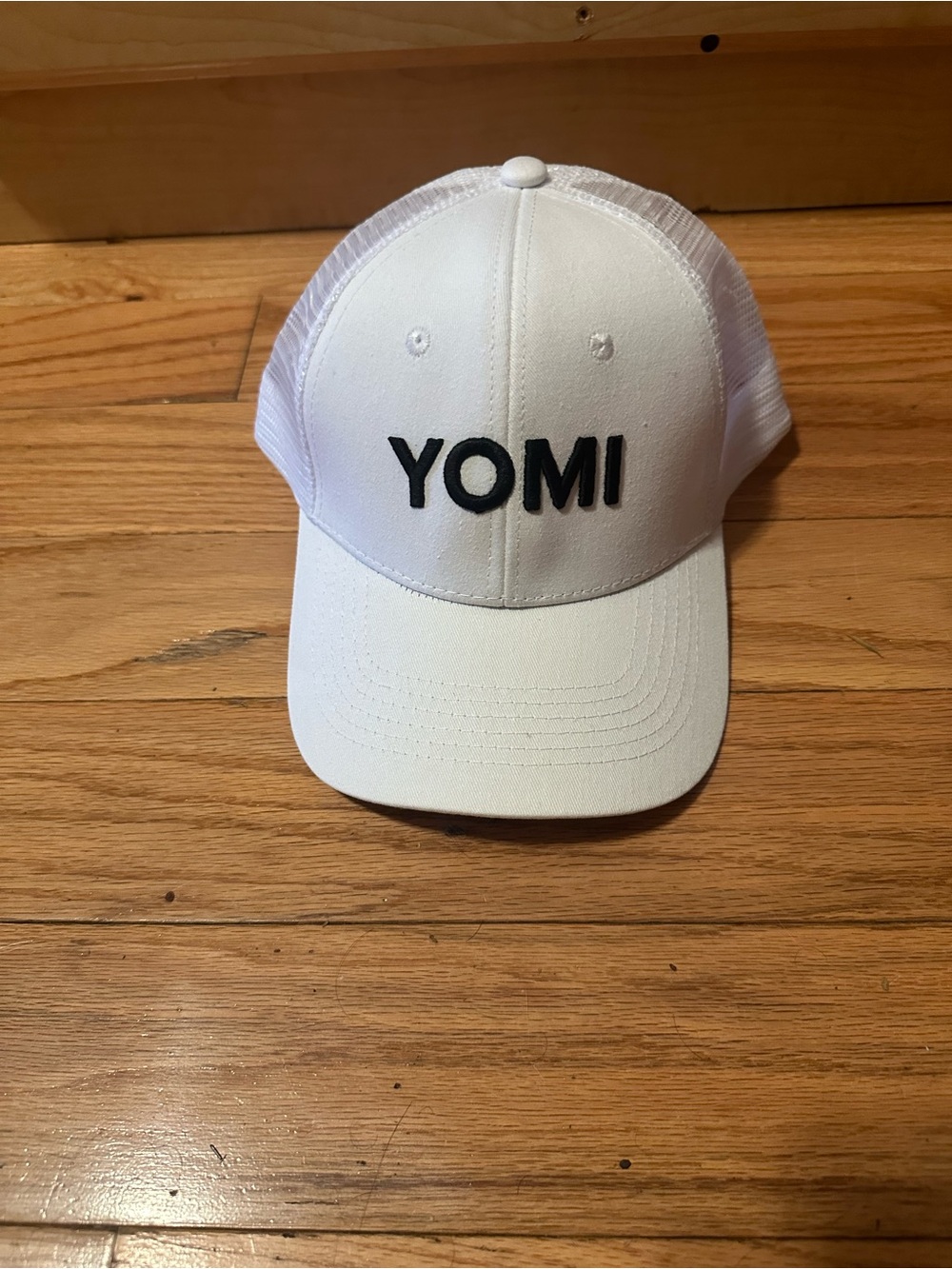 Embroidered White Mesh Trucker Cap